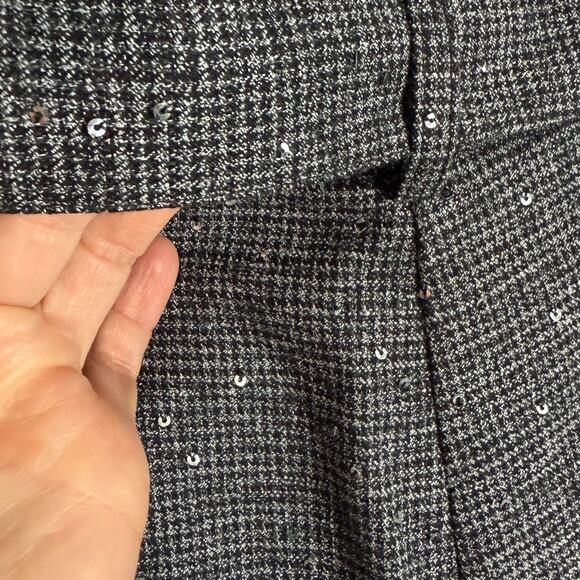 LOFT Women’s 2 Gray Sequin Ankle Cropped Dress Pants Tweed Sparkle - Picture 4 of 9